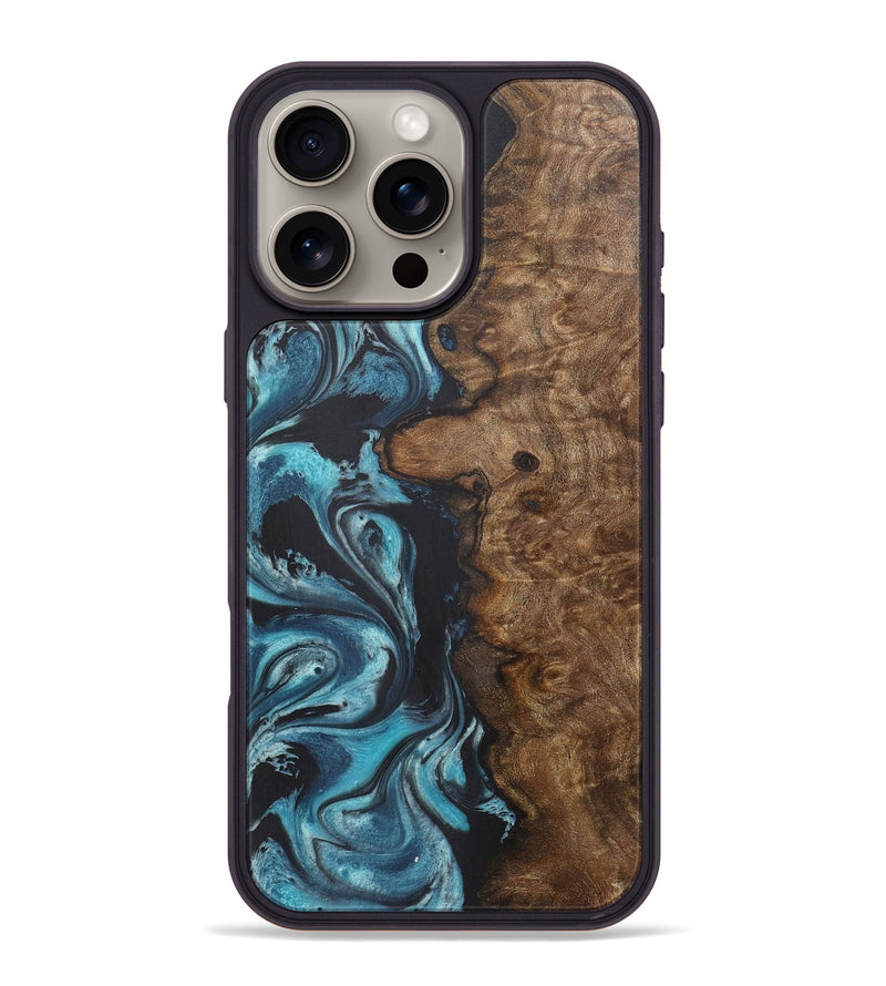 iPhone 16 Pro Max Wood+Resin Phone Case - Kiana (Blue, 718636)