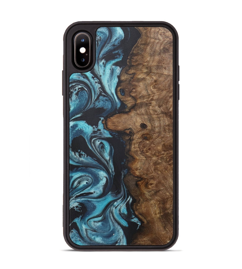 iPhone Xs Max Wood+Resin Phone Case - Kiana (Blue, 718636)