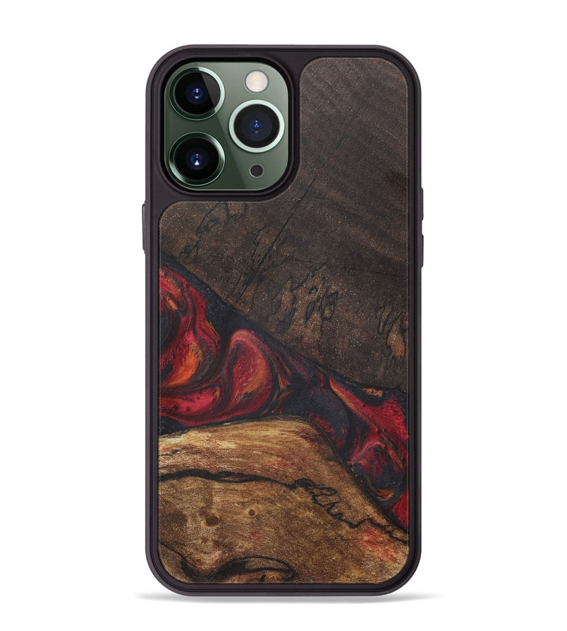 iPhone 13 Pro Max Wood+Resin Phone Case - Jaiden (Red, 718652)