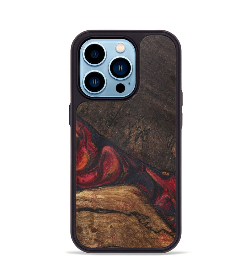 iPhone 14 Pro Wood+Resin Phone Case - Jaiden (Red, 718652)