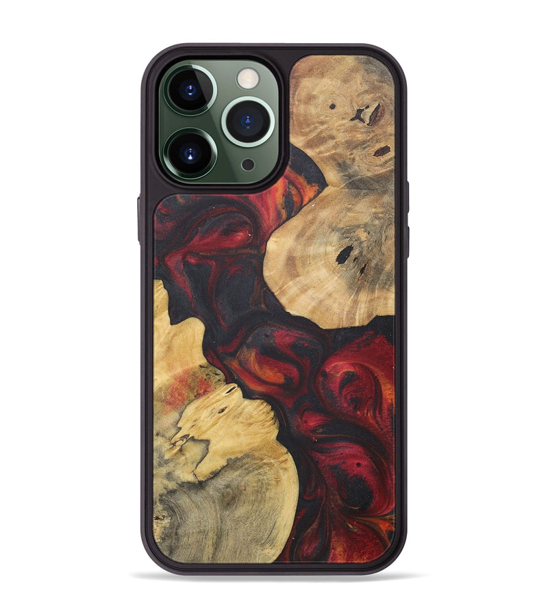 iPhone 13 Pro Max Wood+Resin Phone Case - Gianna (Red, 718653)