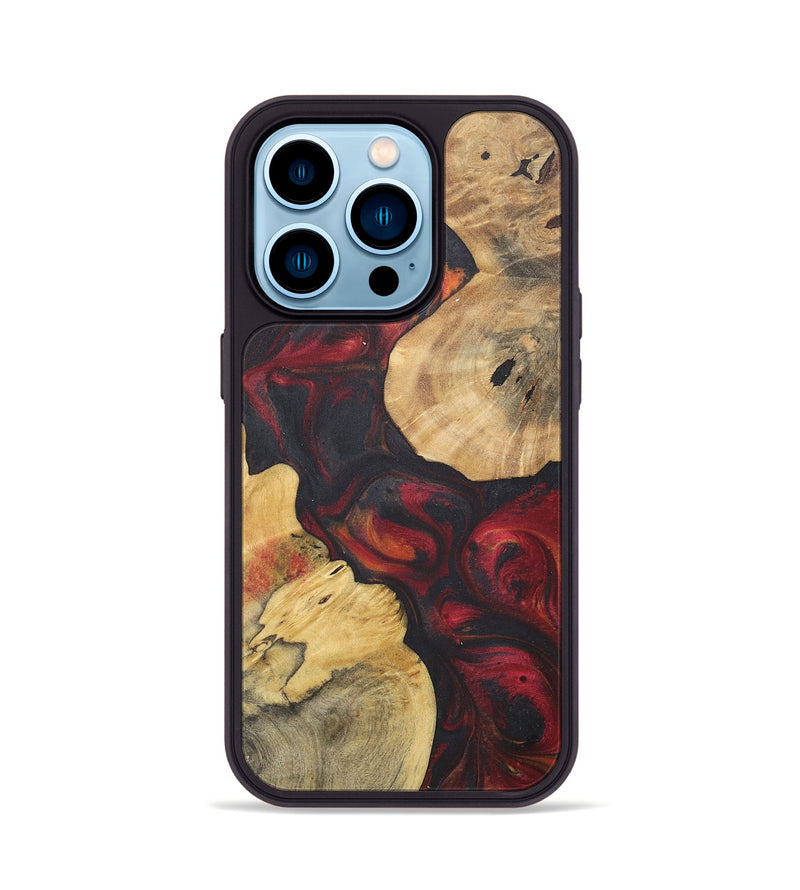 iPhone 14 Pro Wood+Resin Phone Case - Gianna (Red, 718653)