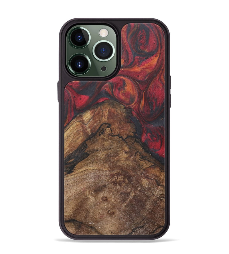 iPhone 13 Pro Max Wood+Resin Phone Case - Amari (Red, 718654)