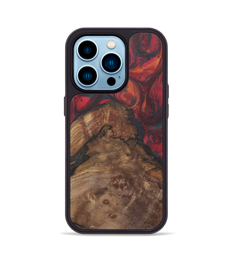 iPhone 14 Pro Wood+Resin Phone Case - Amari (Red, 718654)