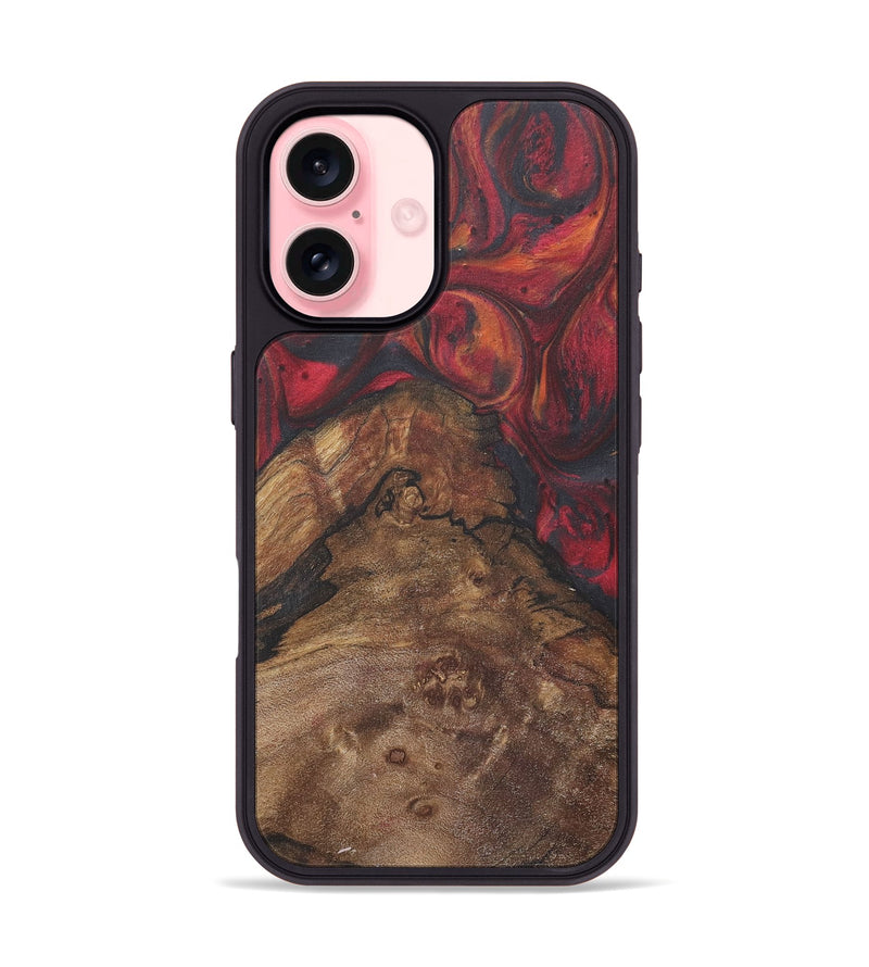 iPhone 16 Wood+Resin Phone Case - Amari (Red, 718654)