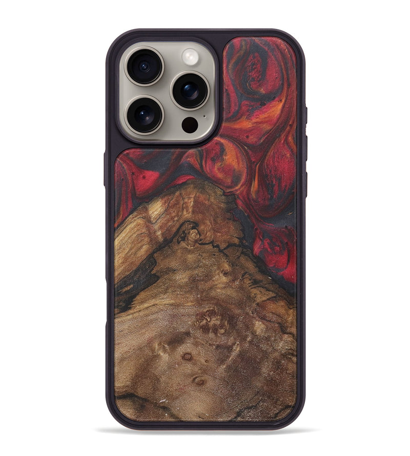 iPhone 16 Pro Max Wood+Resin Phone Case - Amari (Red, 718654)