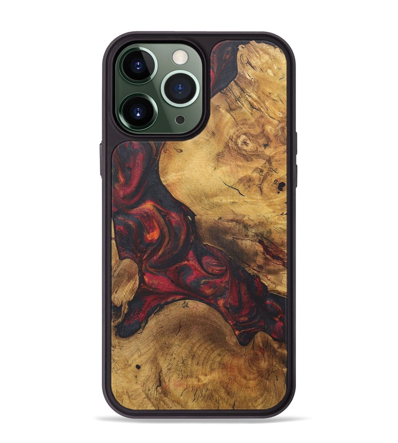 iPhone 13 Pro Max Wood+Resin Phone Case - Dorothea (Red, 718655)