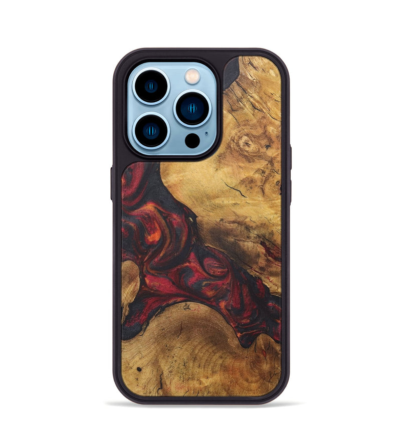 iPhone 14 Pro Wood+Resin Phone Case - Dorothea (Red, 718655)