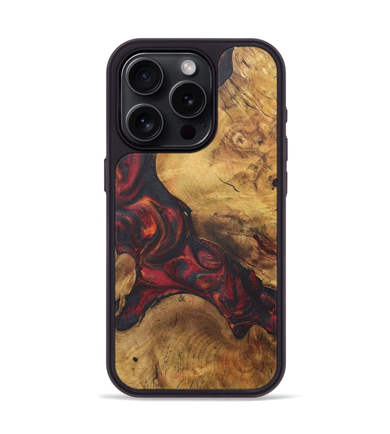 iPhone 15 Pro Wood+Resin Phone Case - Dorothea (Red, 718655)