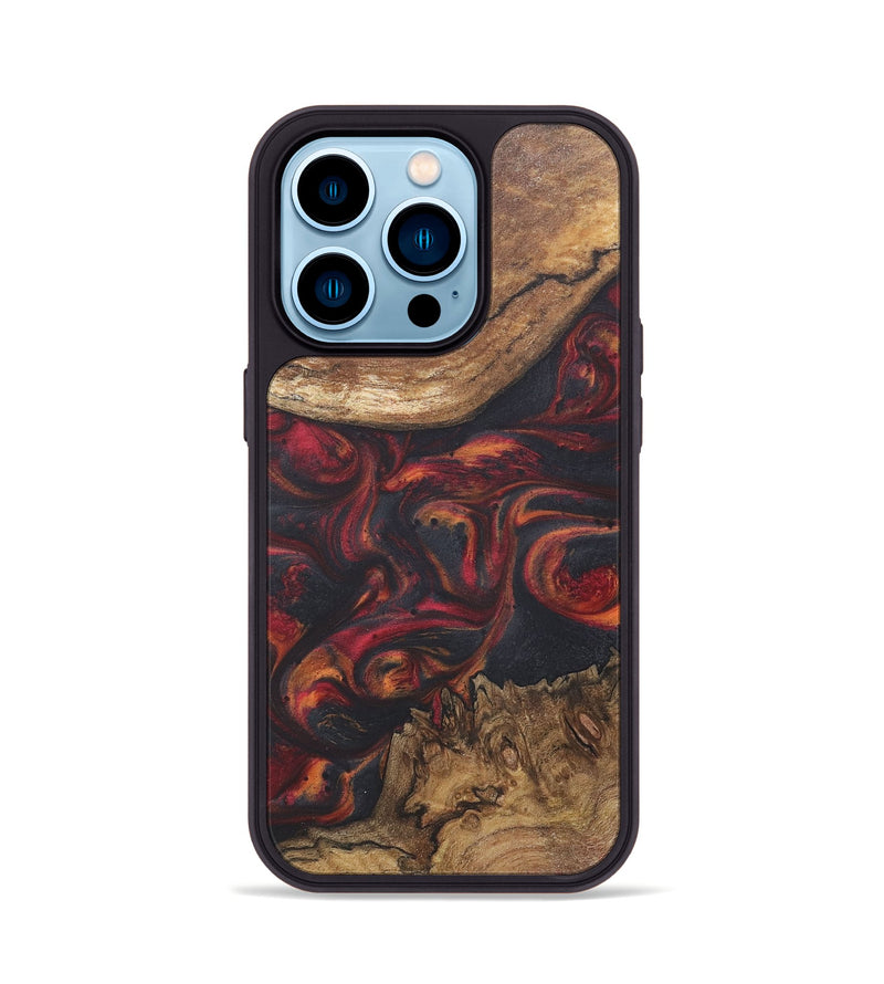 iPhone 14 Pro Wood+Resin Phone Case - Rhett (Red, 718656)