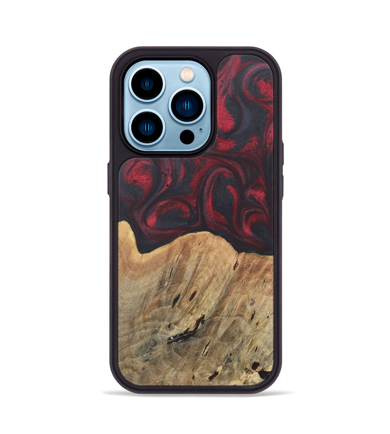 iPhone 14 Pro Wood+Resin Phone Case - Dallas (Red, 718657)