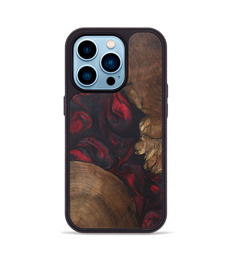 iPhone 14 Pro Wood+Resin Phone Case - Denzel (Red, 718660)