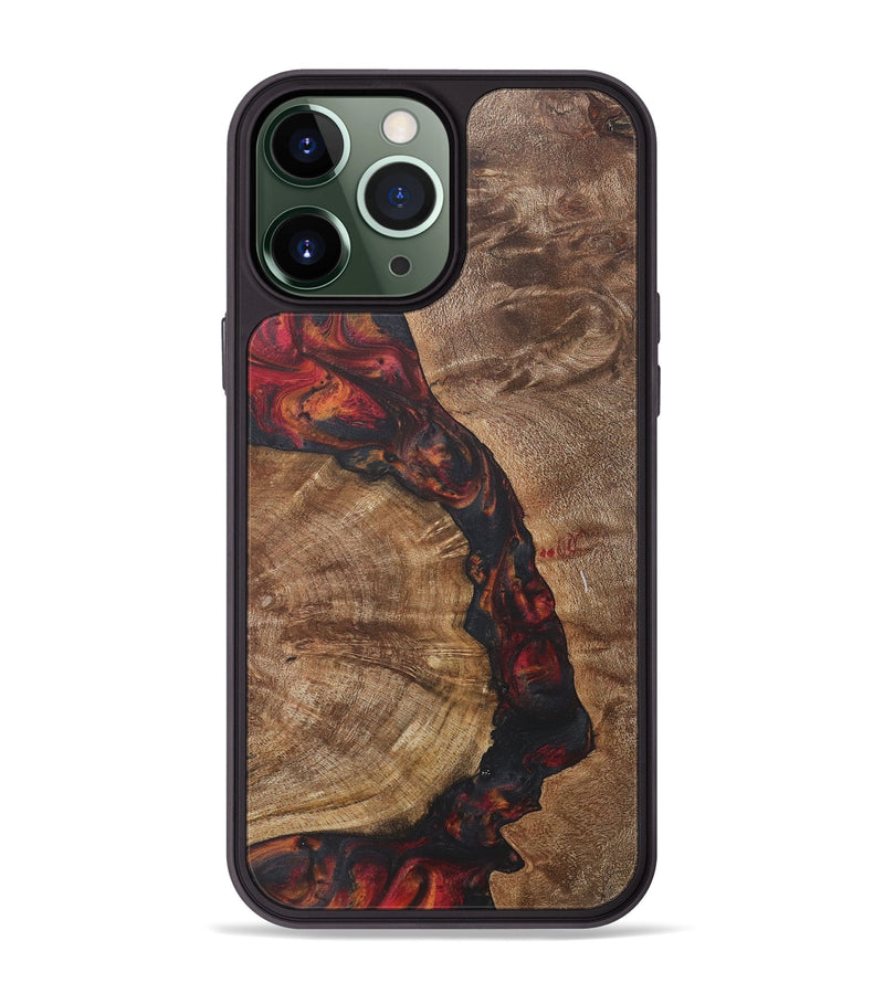 iPhone 13 Pro Max Wood+Resin Phone Case - Ira (Red, 718661)