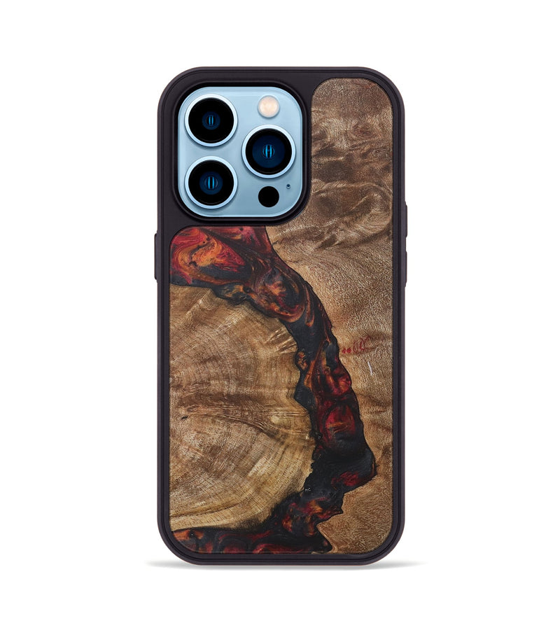 iPhone 14 Pro Wood+Resin Phone Case - Ira (Red, 718661)