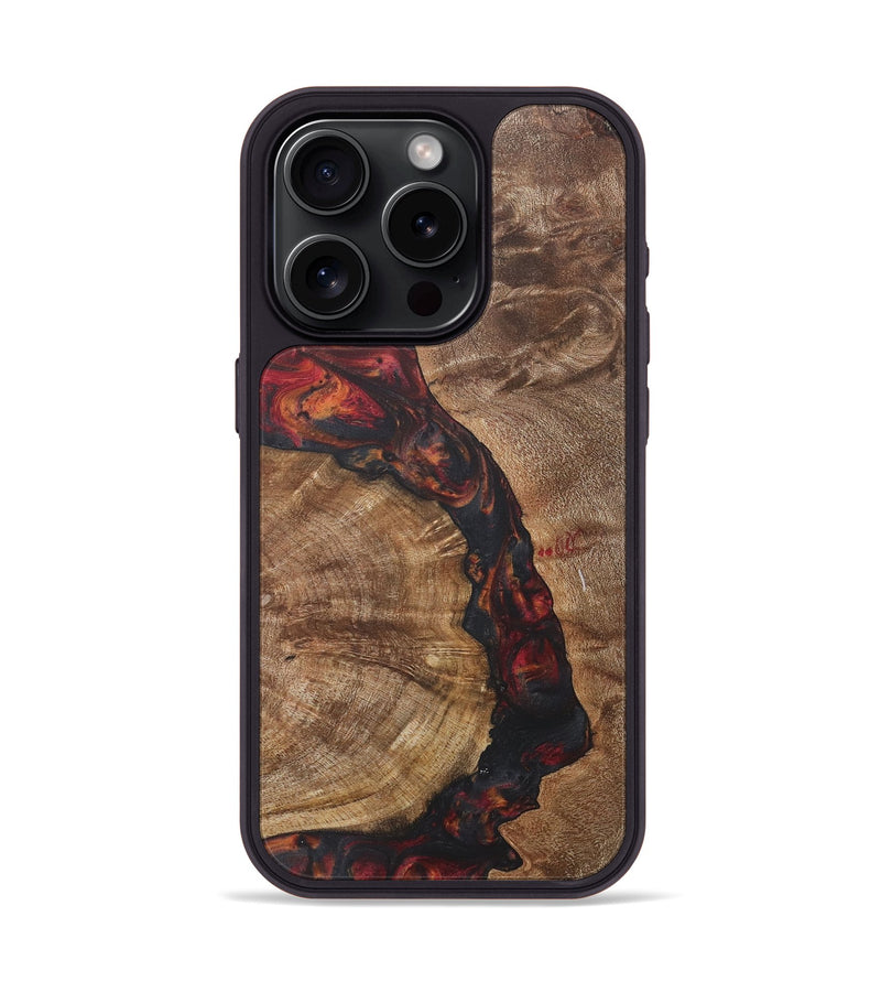 iPhone 15 Pro Wood+Resin Phone Case - Ira (Red, 718661)