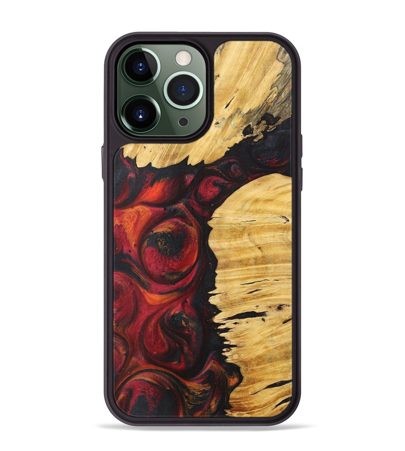 iPhone 13 Pro Max Wood+Resin Phone Case - Dena (Red, 718662)