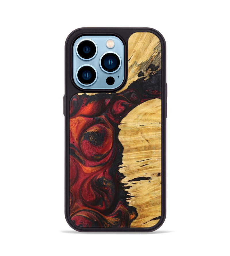 iPhone 14 Pro Wood+Resin Phone Case - Dena (Red, 718662)