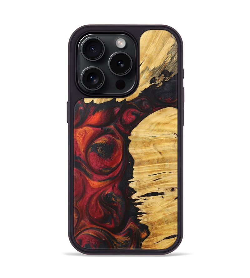 iPhone 15 Pro Wood+Resin Phone Case - Dena (Red, 718662)