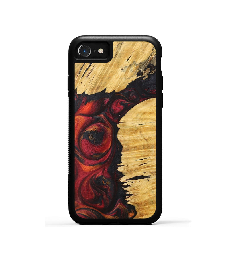 iPhone SE Wood+Resin Phone Case - Dena (Red, 718662)