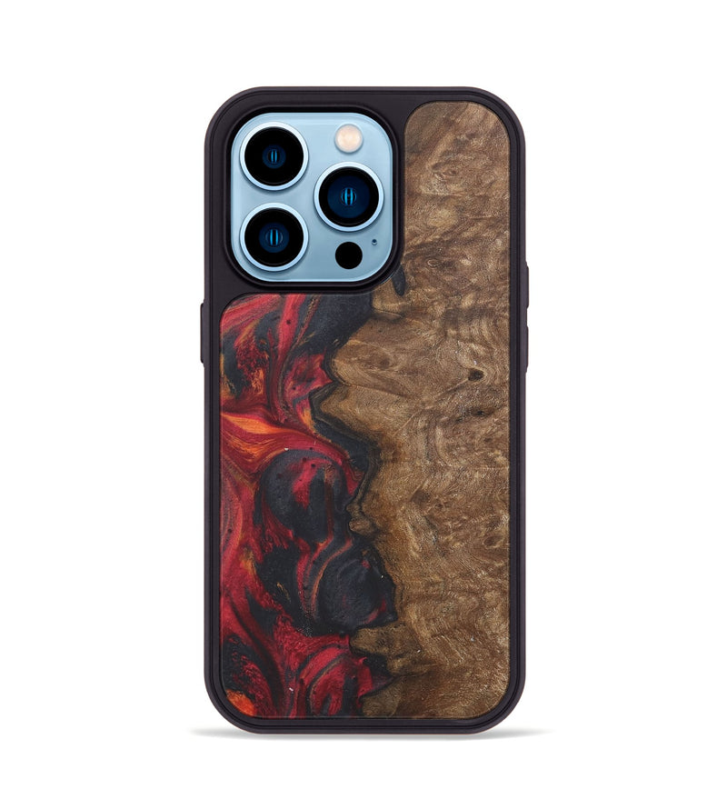 iPhone 14 Pro Wood+Resin Phone Case - Emily (Red, 718663)