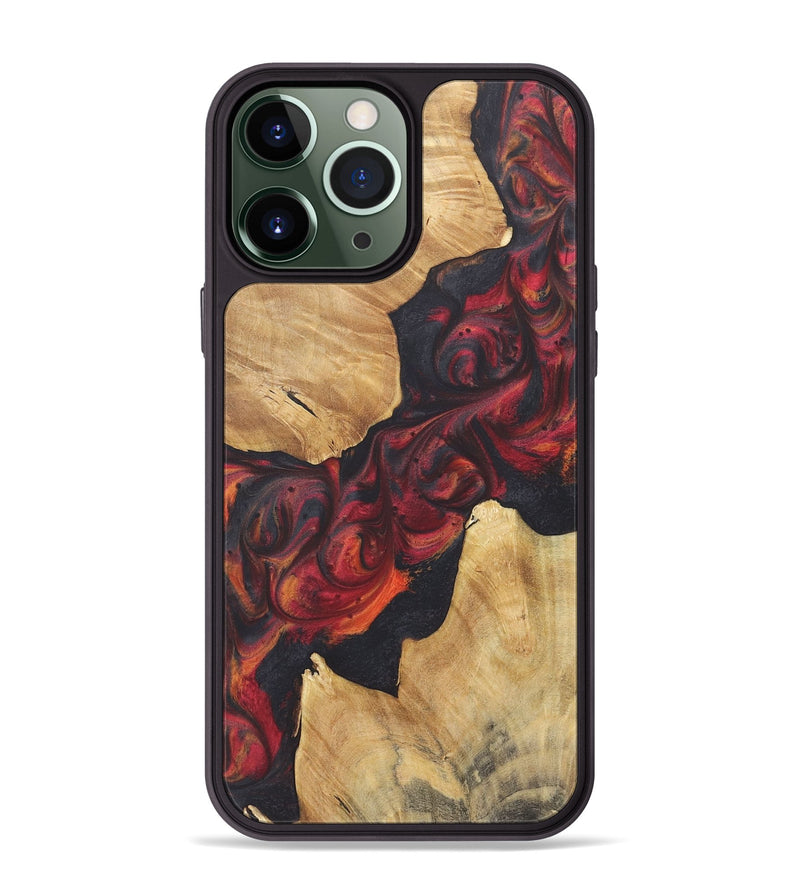 iPhone 13 Pro Max Wood+Resin Phone Case - Kayleigh (Red, 718664)