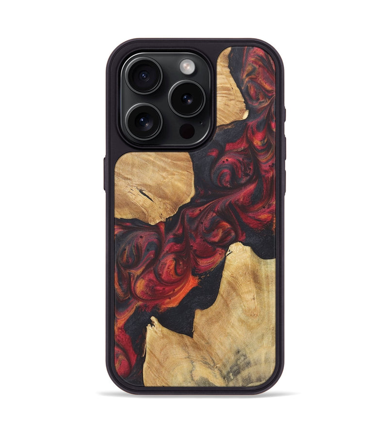 iPhone 15 Pro Wood+Resin Phone Case - Kayleigh (Red, 718664)