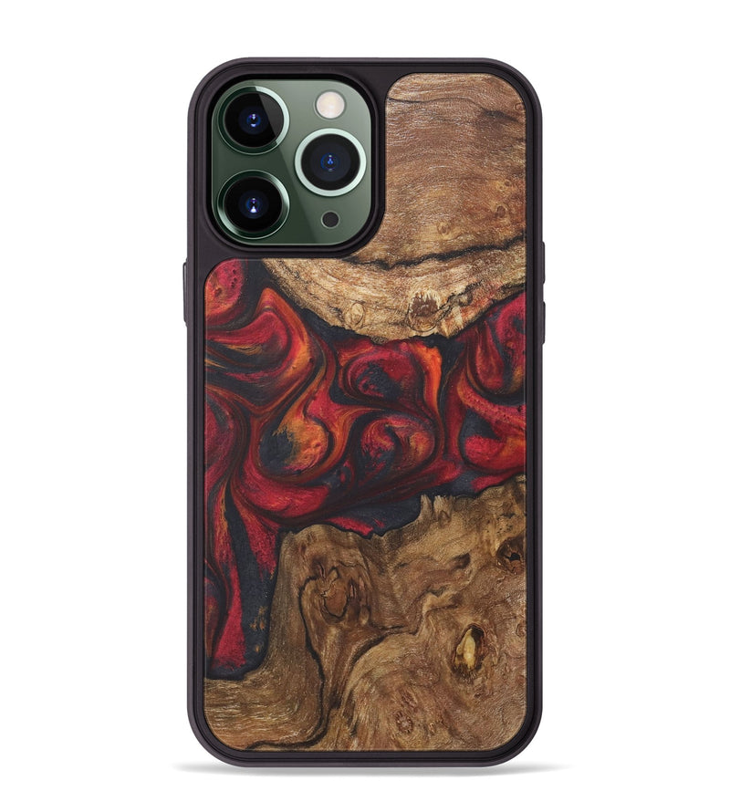 iPhone 13 Pro Max Wood+Resin Phone Case - Jocelyn (Red, 718665)