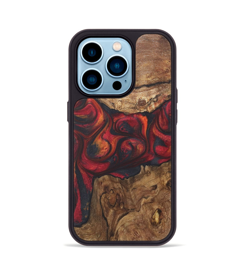 iPhone 14 Pro Wood+Resin Phone Case - Jocelyn (Red, 718665)