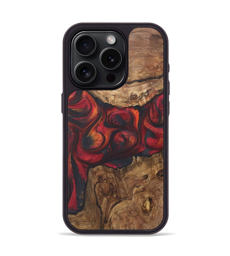 iPhone 15 Pro Wood+Resin Phone Case - Jocelyn (Red, 718665)