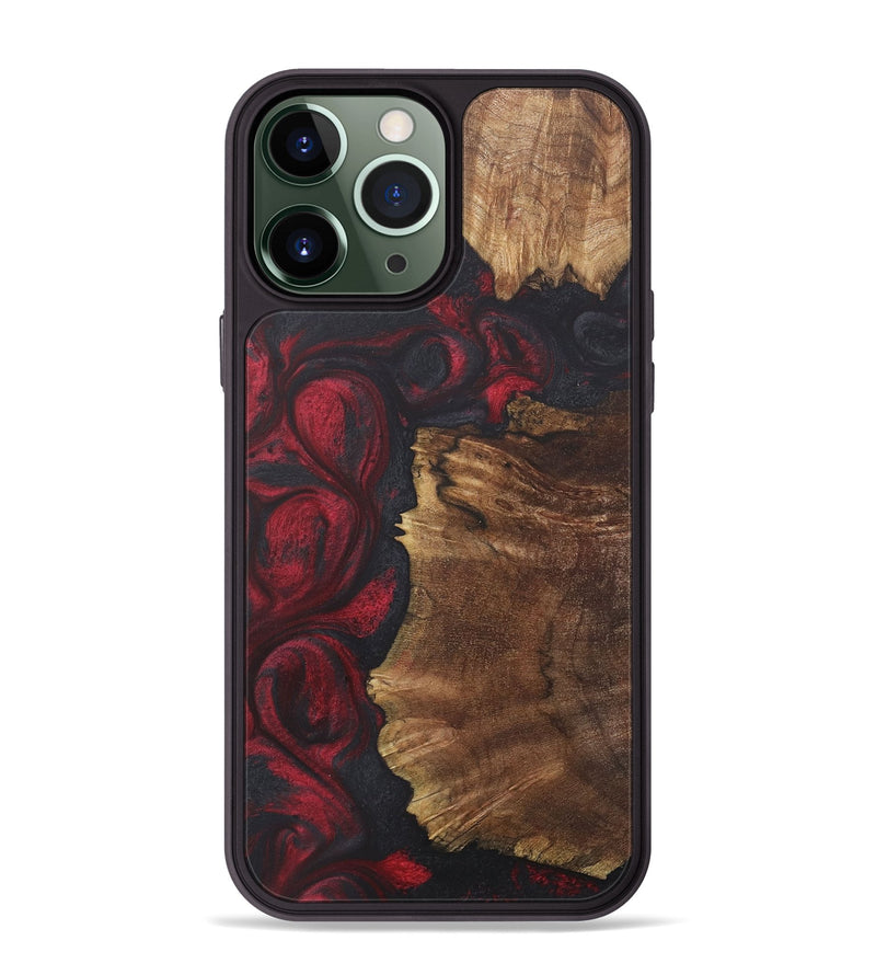 iPhone 13 Pro Max Wood+Resin Phone Case - Ryan (Red, 718668)