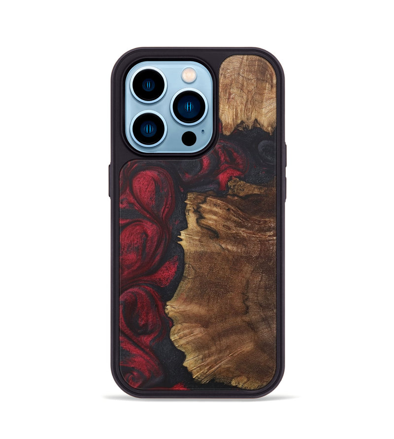 iPhone 14 Pro Wood+Resin Phone Case - Ryan (Red, 718668)