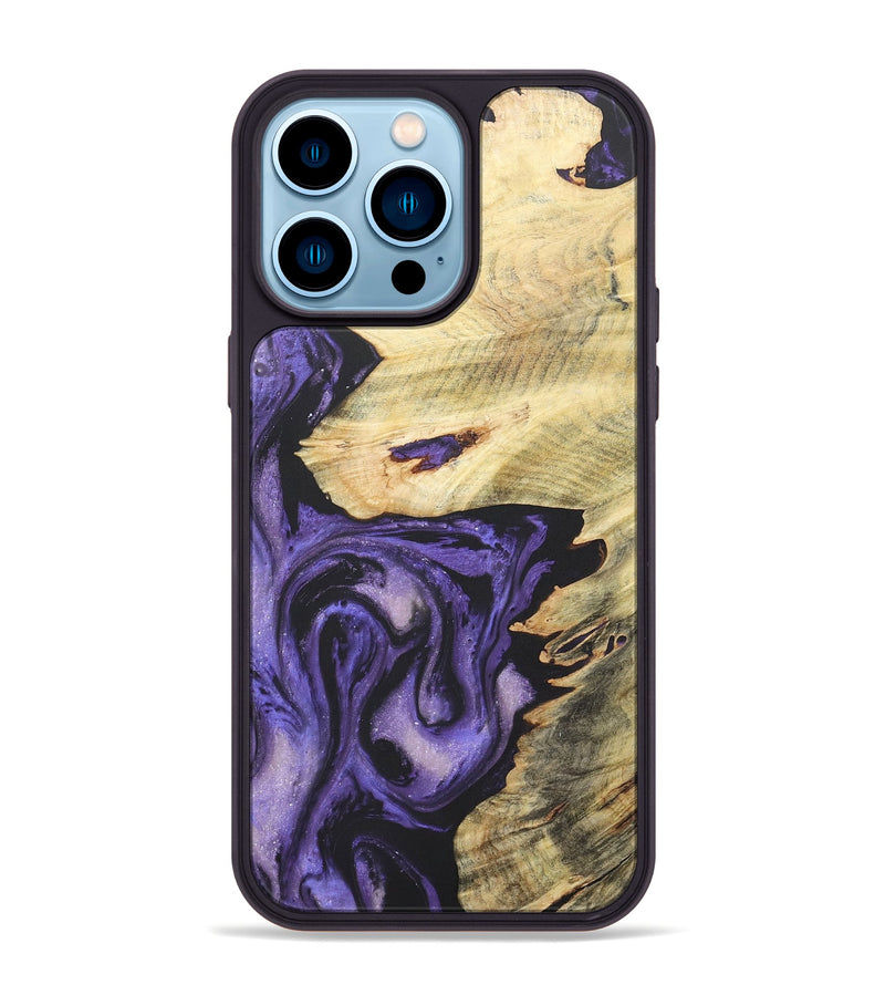 iPhone 14 Pro Max Wood+Resin Phone Case - Eden (Purple, 718670)