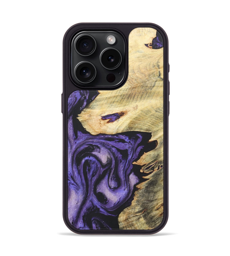 iPhone 15 Pro Wood+Resin Phone Case - Eden (Purple, 718670)