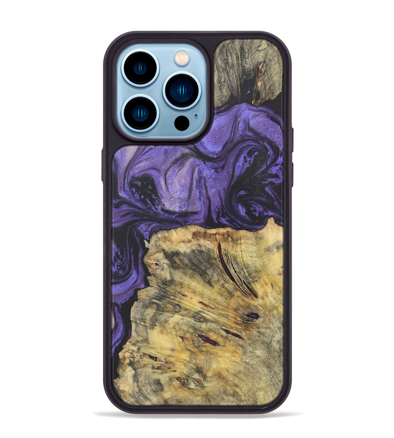 iPhone 14 Pro Max Wood+Resin Phone Case - Alvin (Purple, 718671)