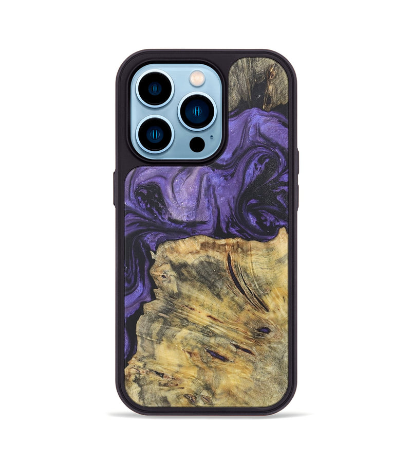 iPhone 14 Pro Wood+Resin Phone Case - Alvin (Purple, 718671)