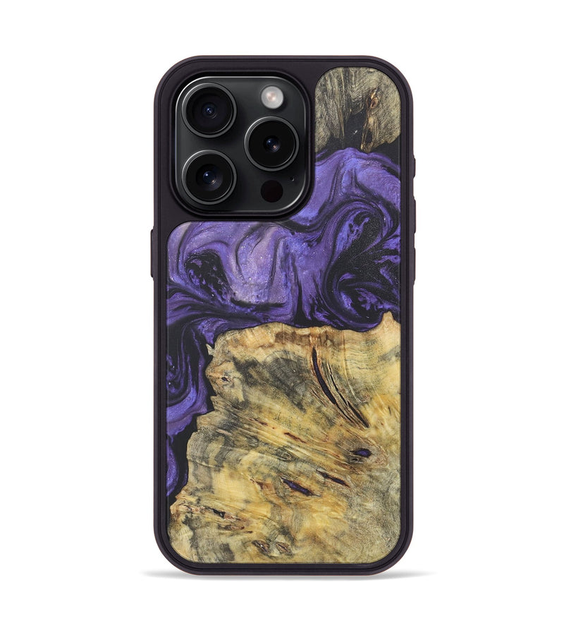 iPhone 15 Pro Wood+Resin Phone Case - Alvin (Purple, 718671)