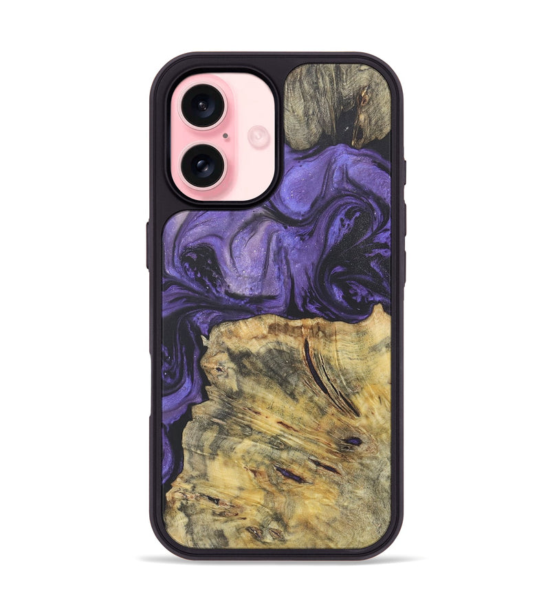 iPhone 16 Wood+Resin Phone Case - Alvin (Purple, 718671)