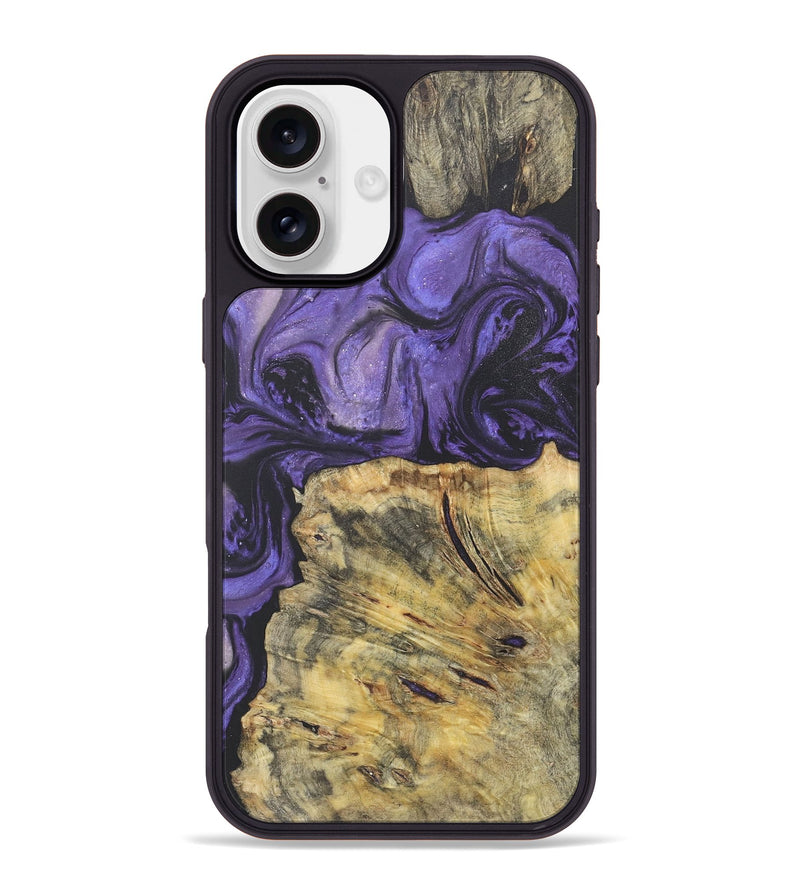 iPhone 16 Plus Wood+Resin Phone Case - Alvin (Purple, 718671)