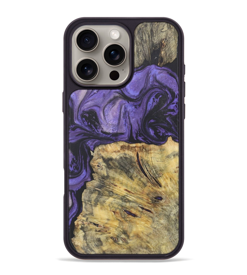 iPhone 16 Pro Max Wood+Resin Phone Case - Alvin (Purple, 718671)