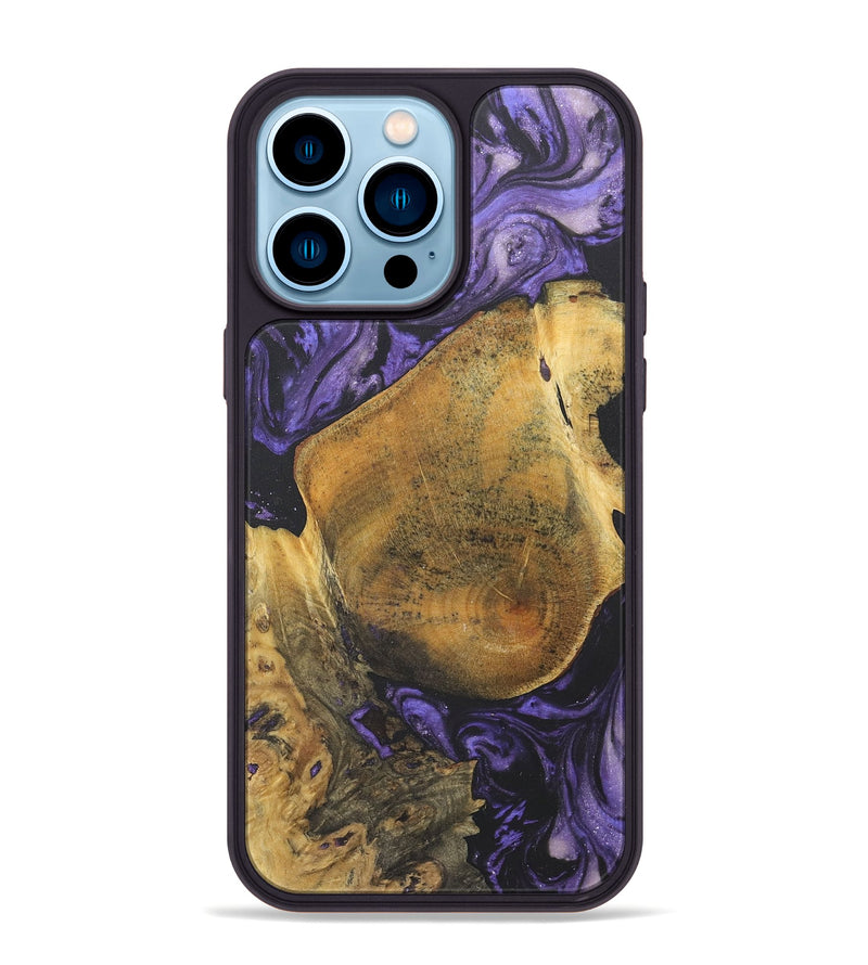 iPhone 14 Pro Max Wood+Resin Phone Case - Danny (Purple, 718672)