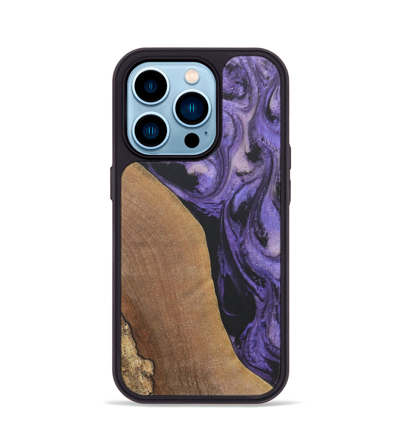 iPhone 14 Pro Wood+Resin Phone Case - London (Purple, 718673)