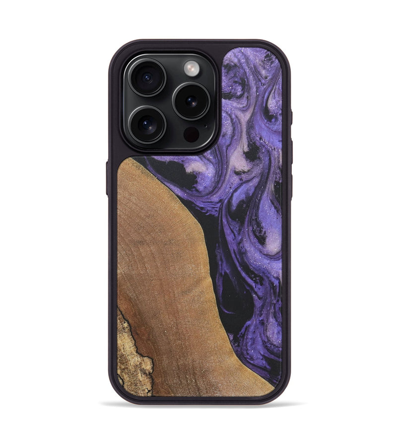 iPhone 15 Pro Wood+Resin Phone Case - London (Purple, 718673)