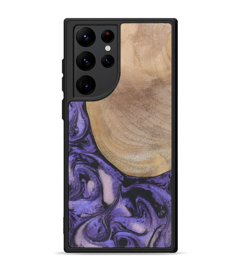 Galaxy S22 Ultra Wood+Resin Phone Case - Gwendolyn (Purple, 718674)