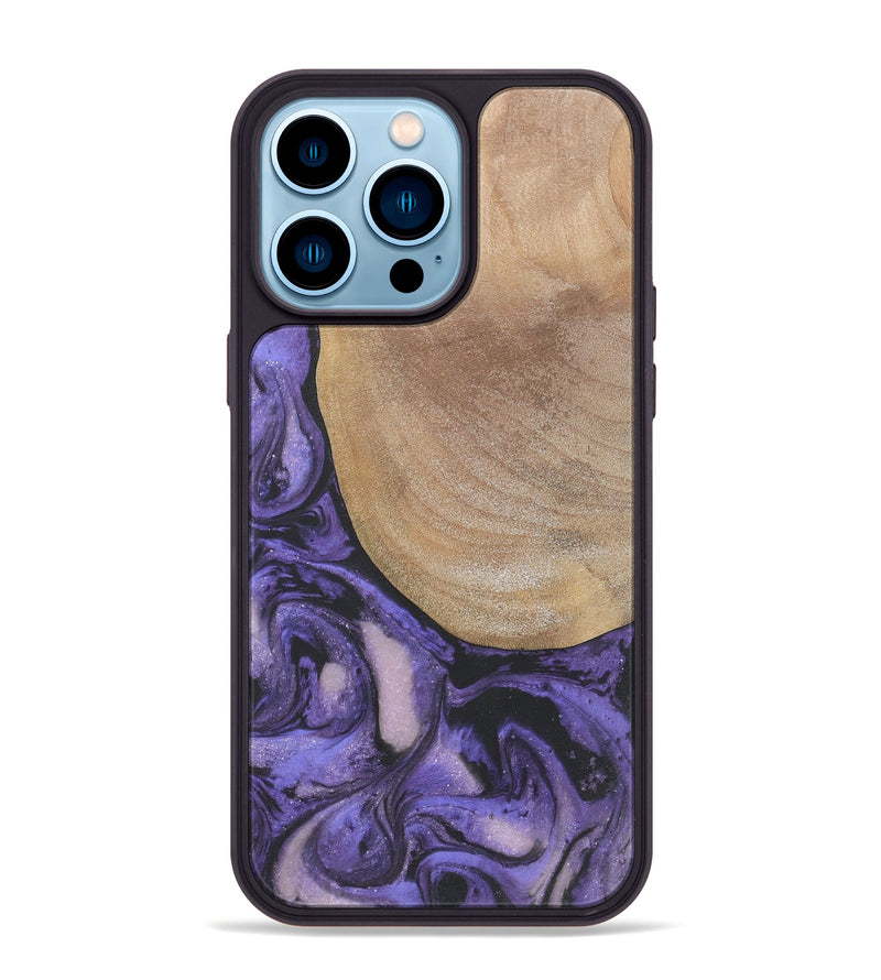 iPhone 14 Pro Max Wood+Resin Phone Case - Gwendolyn (Purple, 718674)