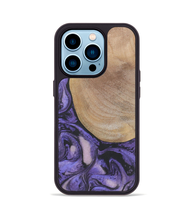 iPhone 14 Pro Wood+Resin Phone Case - Gwendolyn (Purple, 718674)