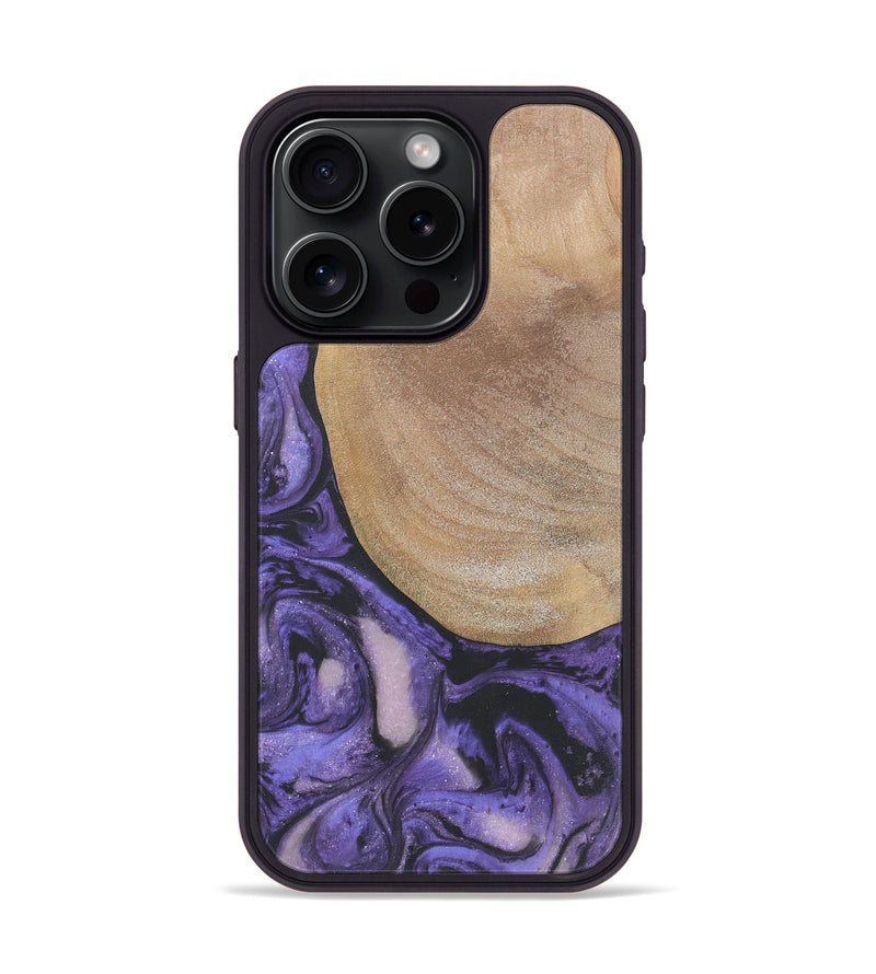 iPhone 15 Pro Wood+Resin Phone Case - Gwendolyn (Purple, 718674)