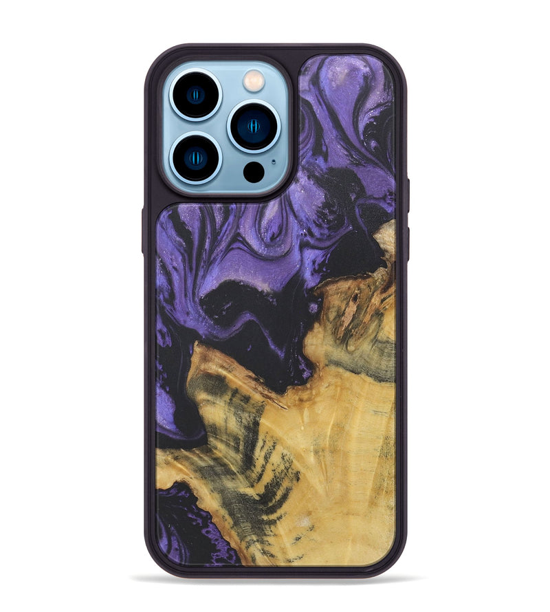 iPhone 14 Pro Max Wood+Resin Phone Case - Hudson (Purple, 718675)