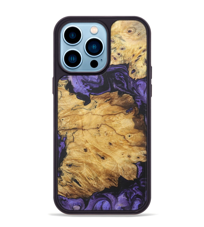 iPhone 14 Pro Max Wood+Resin Phone Case - Oakley (Purple, 718676)