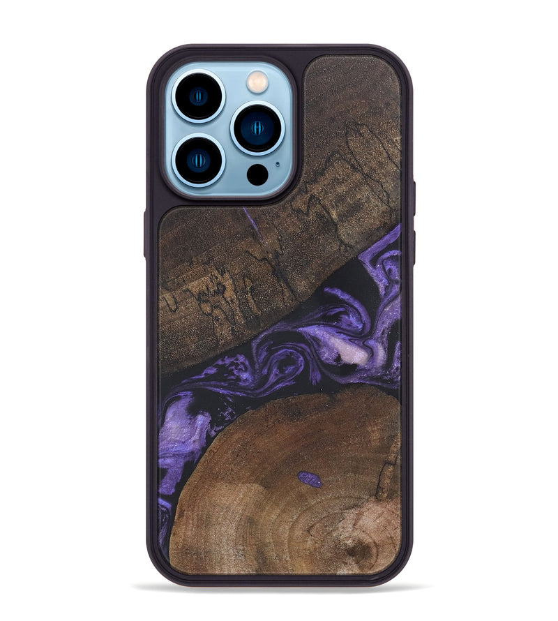 iPhone 14 Pro Max Wood+Resin Phone Case - Kaylie (Purple, 718677)