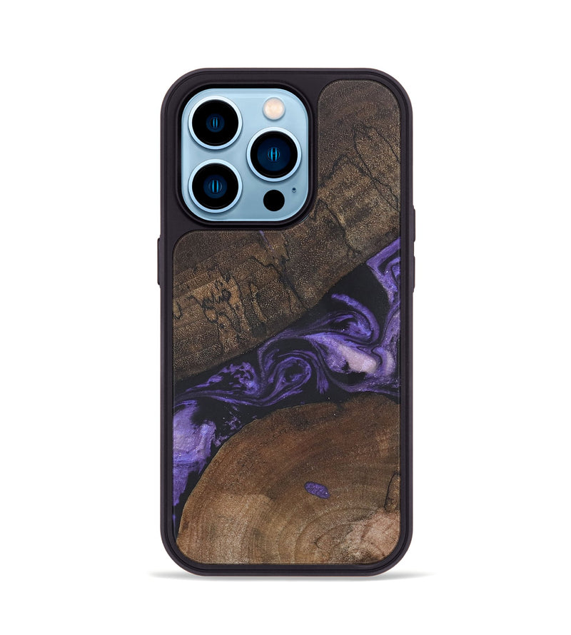 iPhone 14 Pro Wood+Resin Phone Case - Kaylie (Purple, 718677)